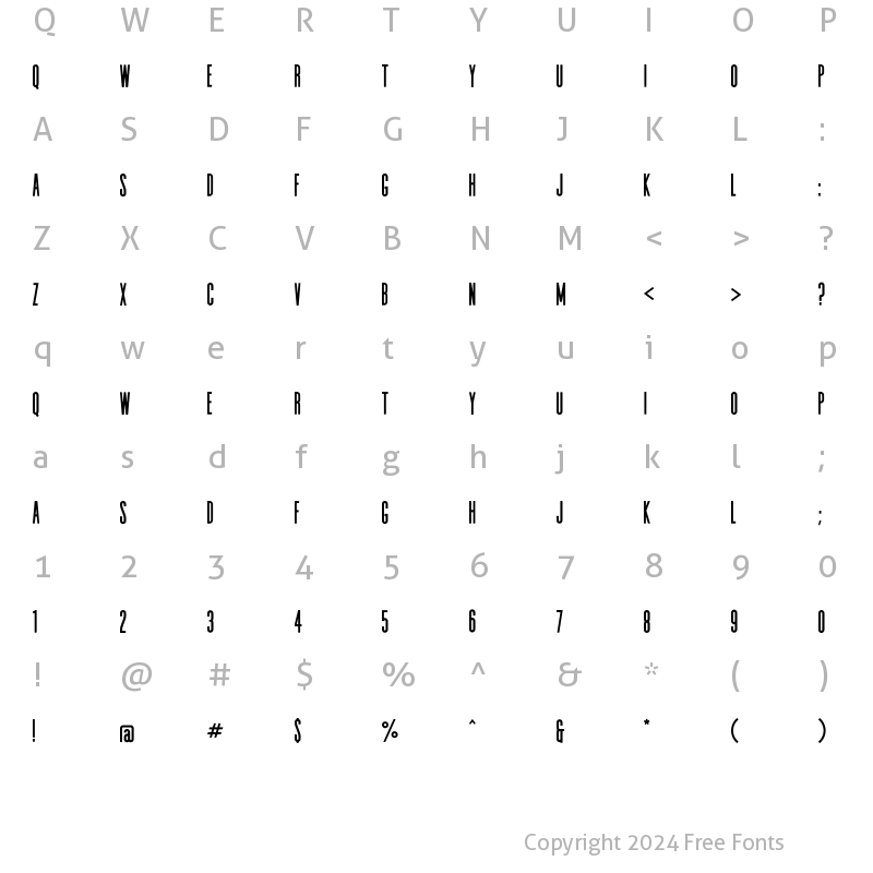 Character Map of Wheat Regular