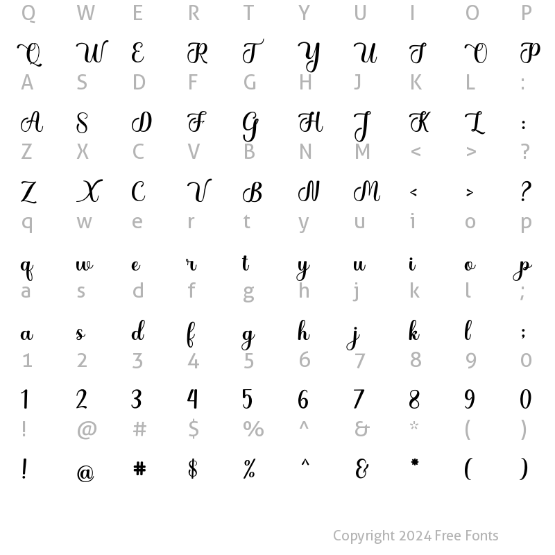 Character Map of Whetiya Script Regular