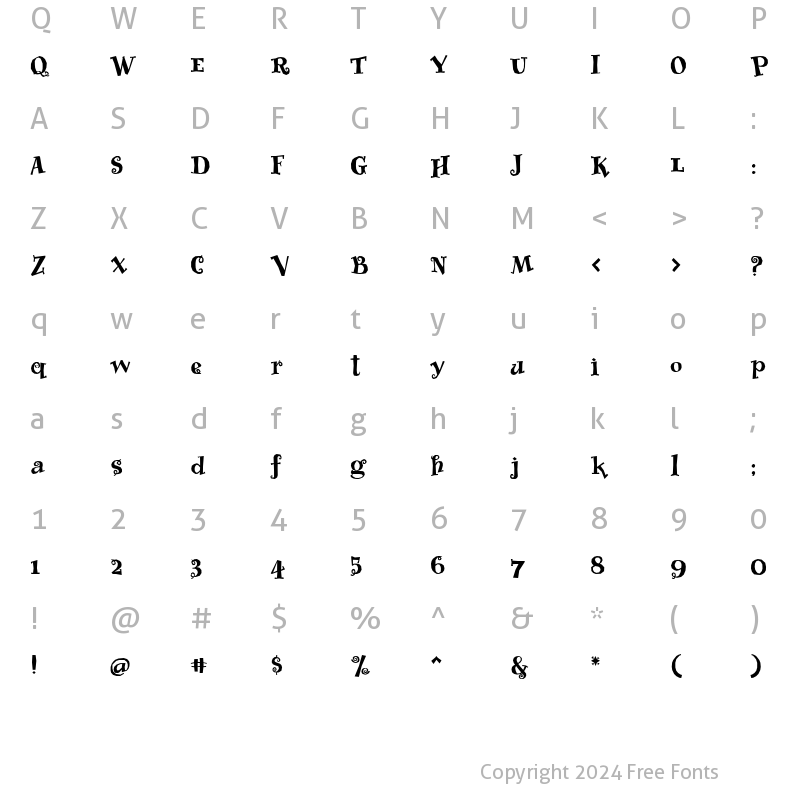 Character Map of Whimsy ICG Heavy Regular