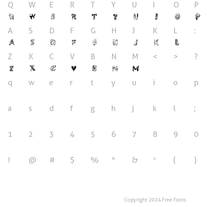 Character Map of Whimsy Regular