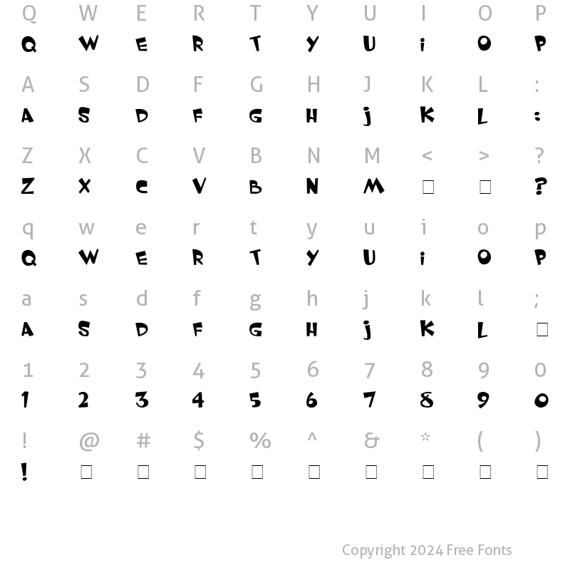 Character Map of Whimsy TT Regular