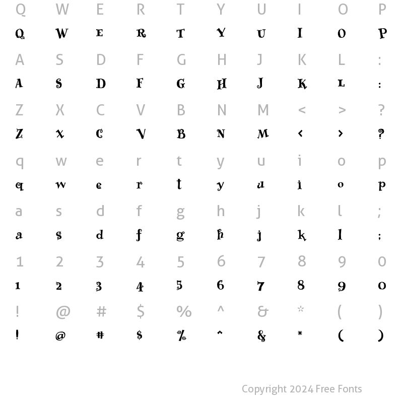 Character Map of WhimsyICG Heavy Regular