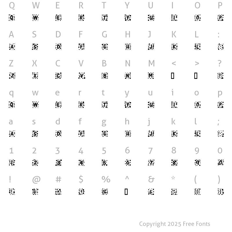 Character Map of Whimzee Regular