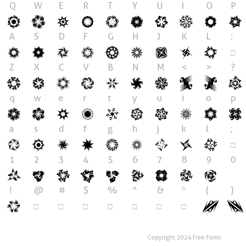 Character Map of WhirligigBigOne Roman