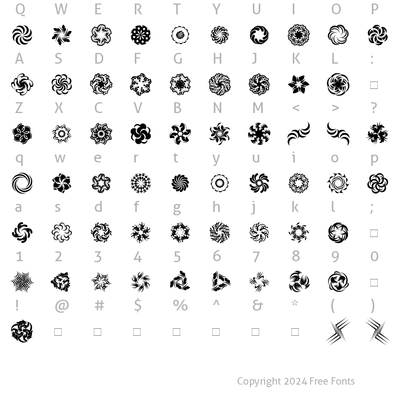 Character Map of WhirligigBigTwo Roman