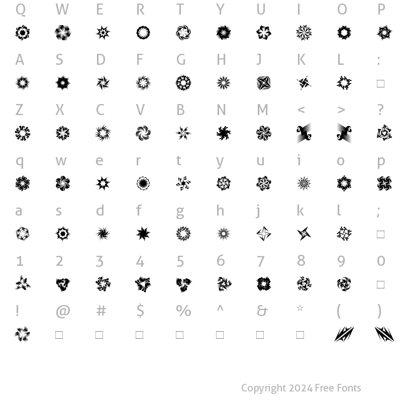 Character Map of WhirligigOne Roman