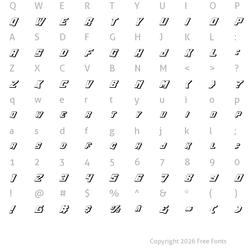 Character Map of Whiskey Bravo Victor 3D 3D