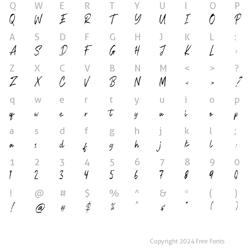 Character Map of Whisper Nature Regular