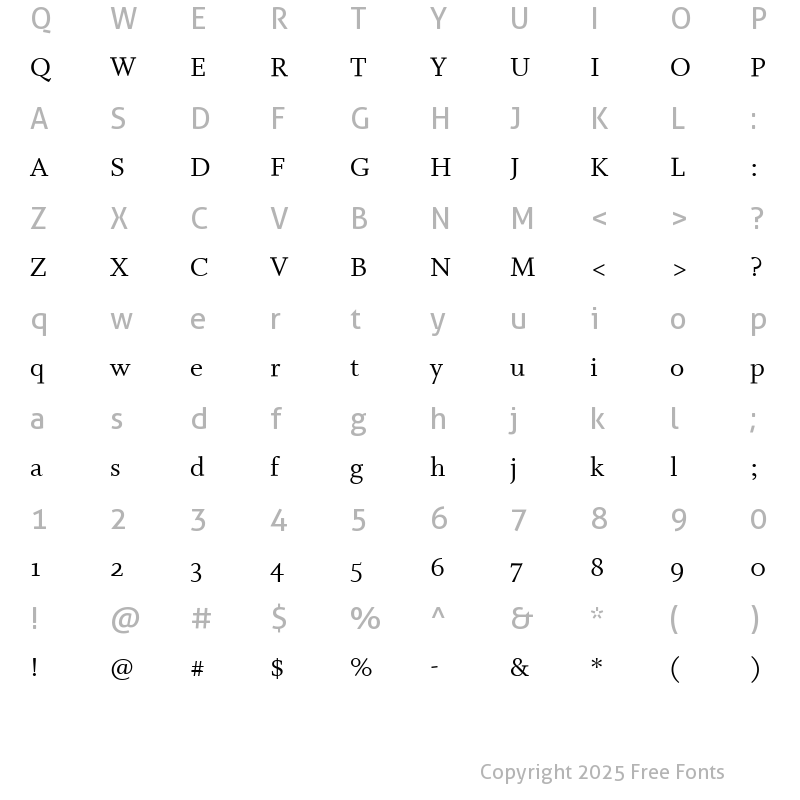 Character Map of Whit?an-?oma?OsF ?egu?ar
