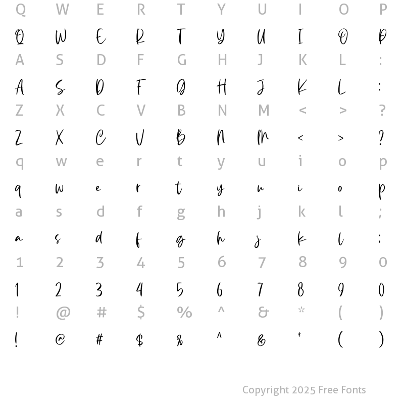 Character Map of White Blossom Regular