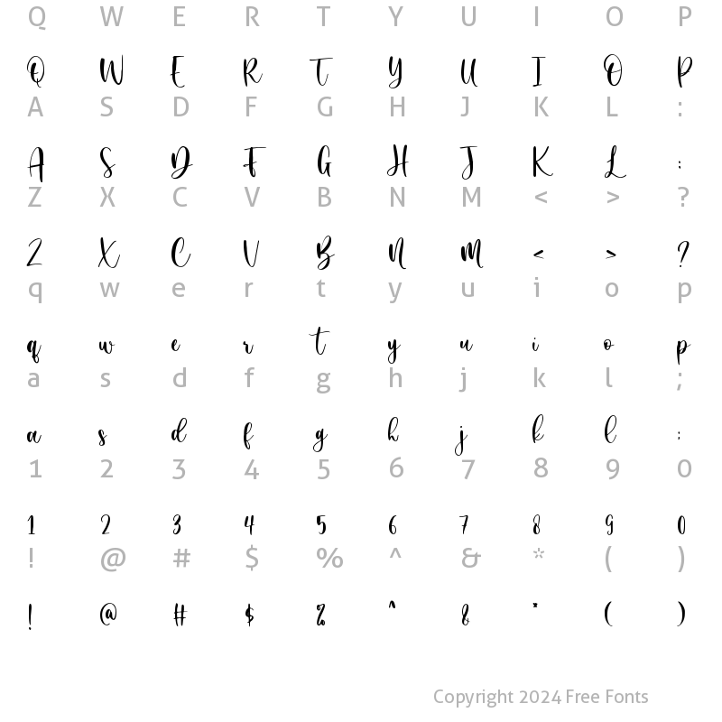 Character Map of White Bowling Regular