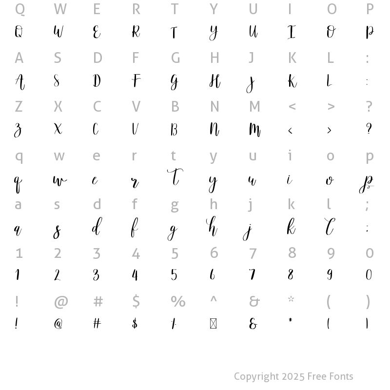 Character Map of White Flower Regular