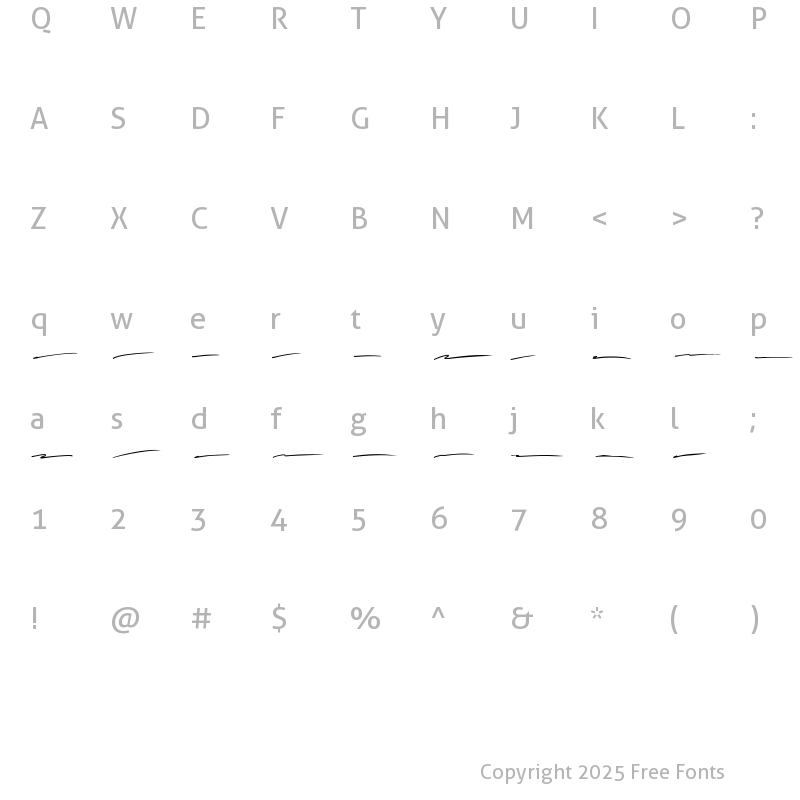 Character Map of White gray swashes Regular