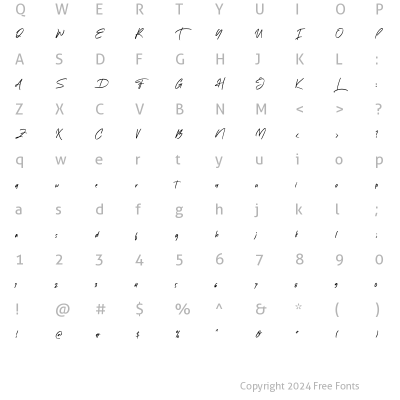 Character Map of White Mellow Regular