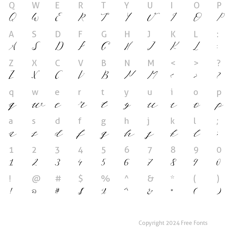 Character Map of White Moon Regular