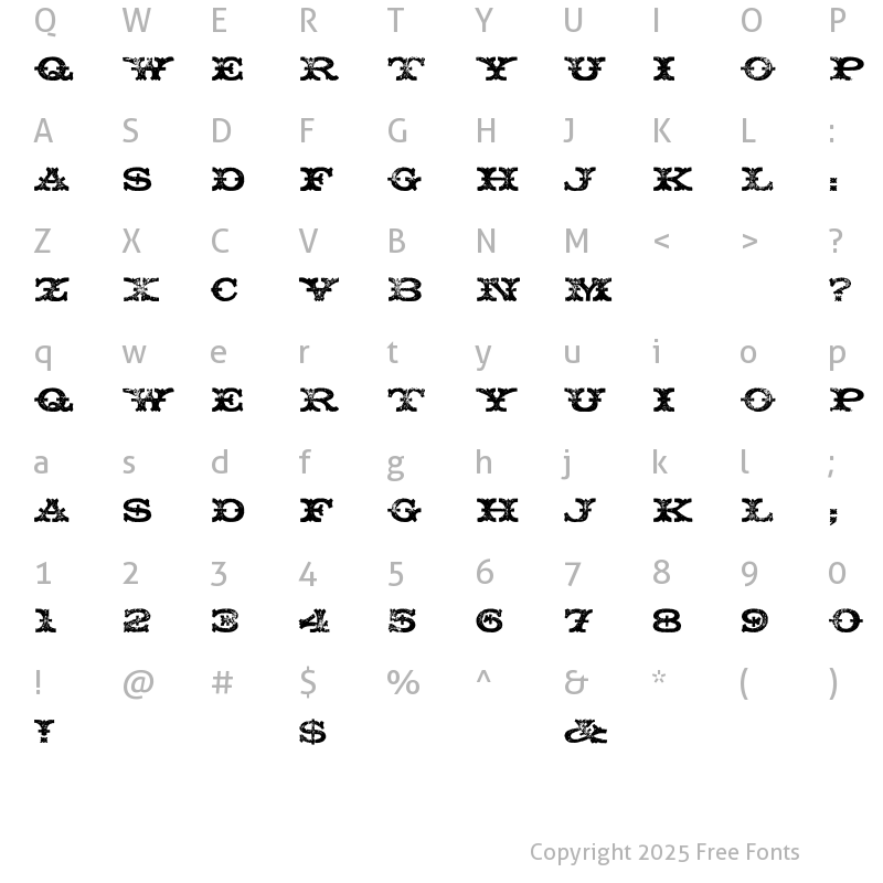 Character Map of Whitecross WF Regular