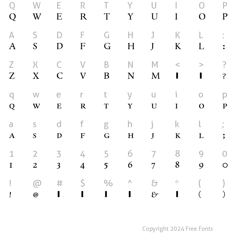 Character Map of Whitenights LT Std RegularSC