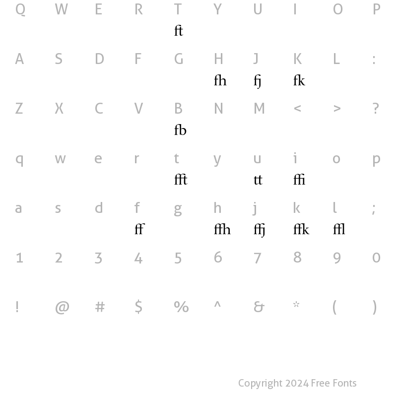 Character Map of Whitenights LT Std TitlingLigatures