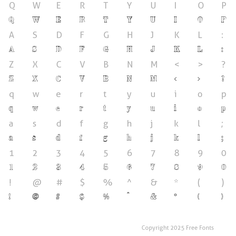 Character Map of WhitinOutline Regular
