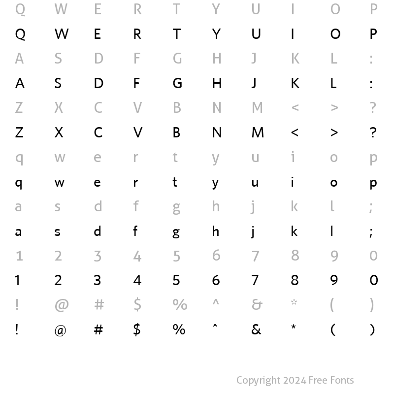 Character Map of Whitney-Medium Regular