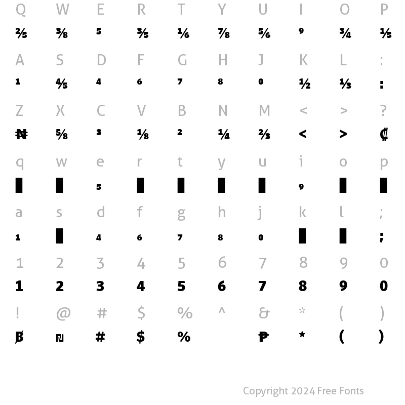 Character Map of Whitney Numeric - Black Regular