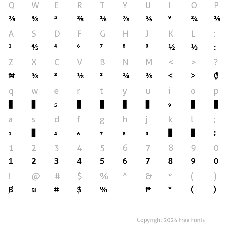 Character Map of Whitney Numeric - Semibold Regular