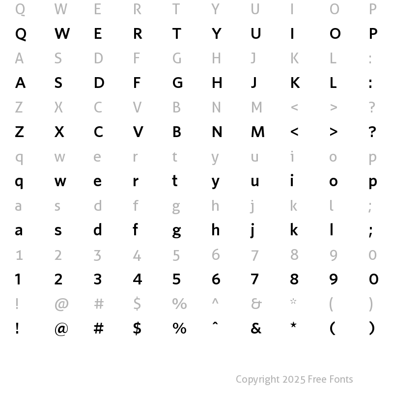 Character Map of Whitney SSm Semibold