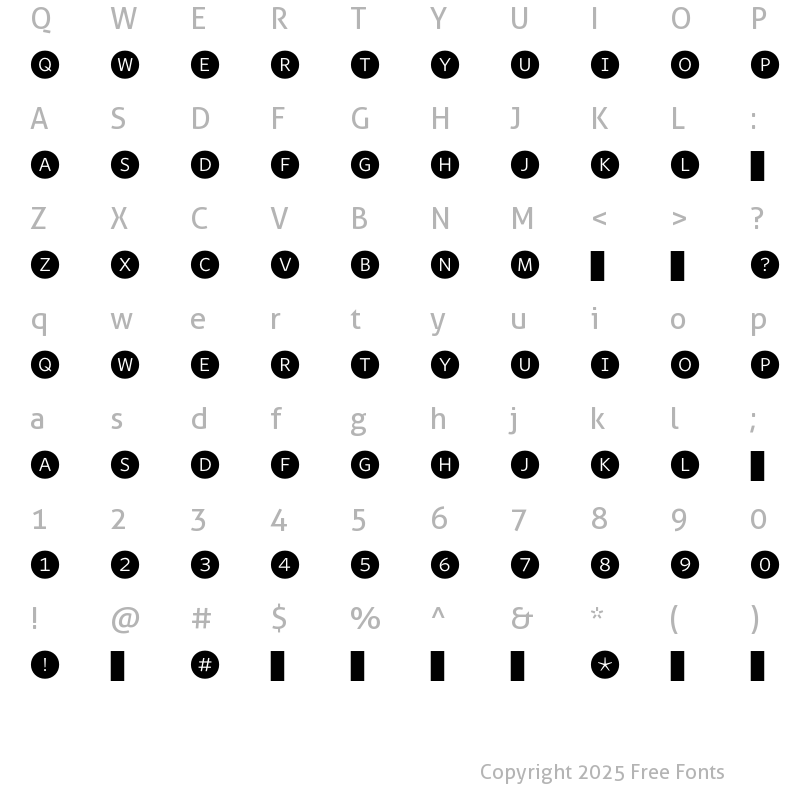 Character Map of WhitneyIndexBlack RoundLt1 Regular