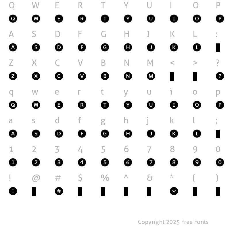 Character Map of WhitneyIndexBlack RoundMd Regular