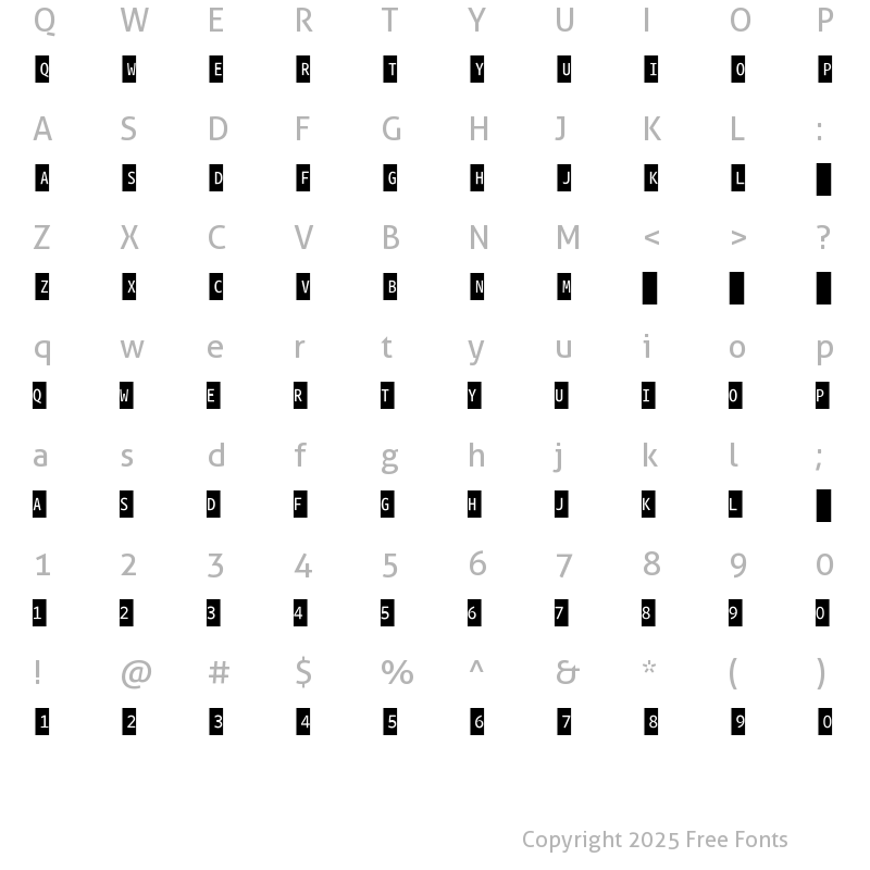 Character Map of WhitneyIndexBlack-Square-Light2 Regular