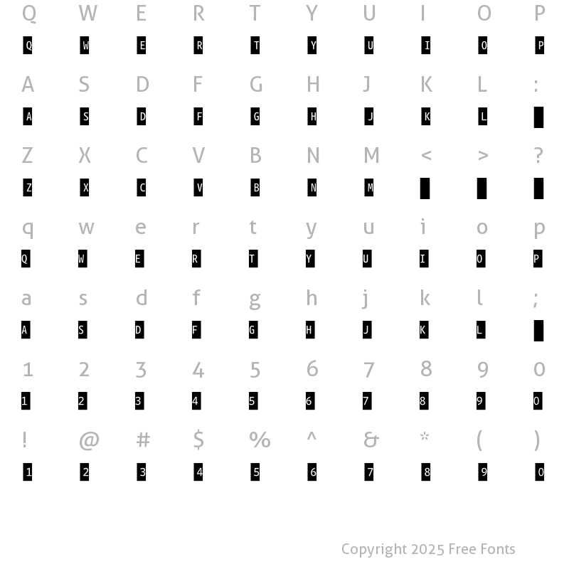 Character Map of WhitneyIndexBlack SquareLt2 Regular