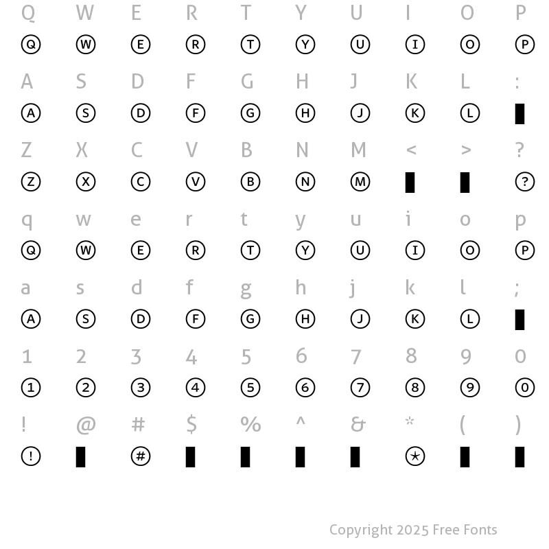 Character Map of WhitneyIndexWhite RoundMd Regular