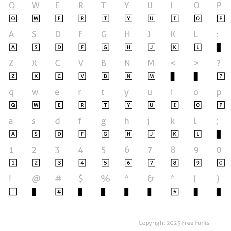 Character Map of WhitneyIndexWhite SquareMd Regular
