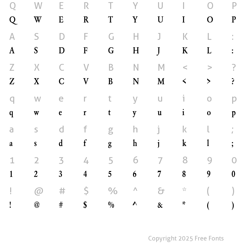 Character Map of WhittiedMediumC Regular
