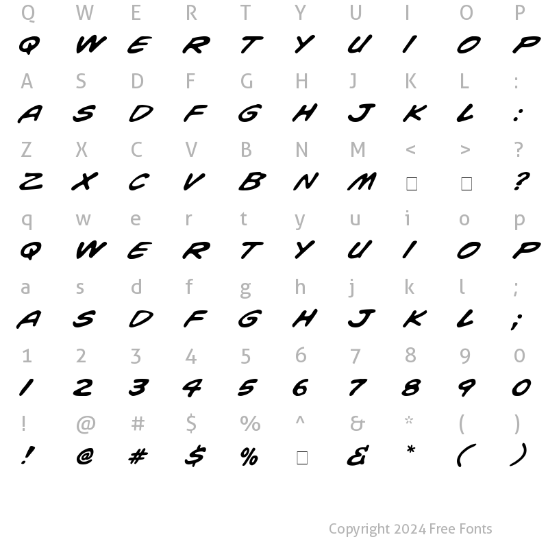 Character Map of Whiz Bang Bold