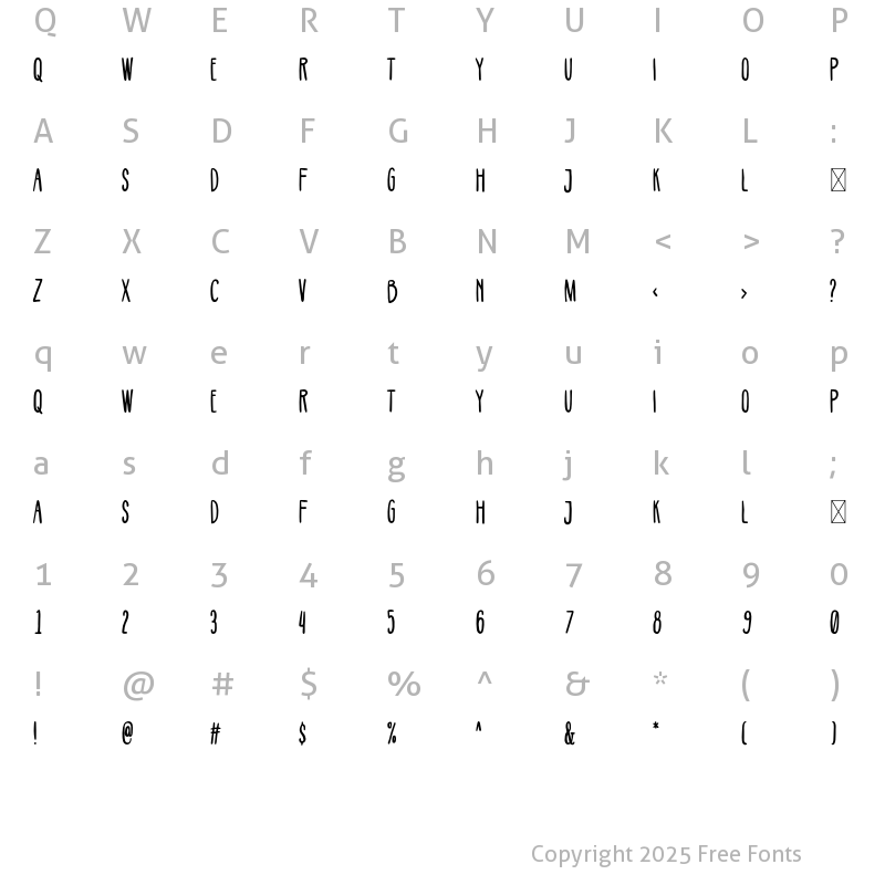 Character Map of Whoops Handwriting Regular