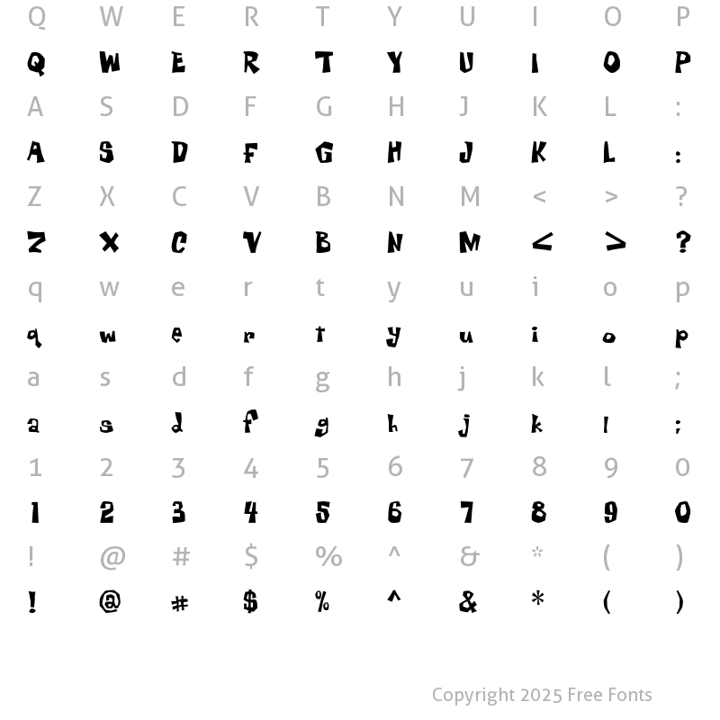 Character Map of Whutevur Regular