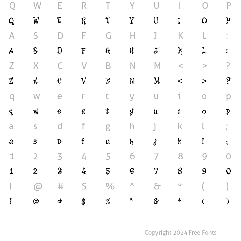 Character Map of Why Kee Kee Regular