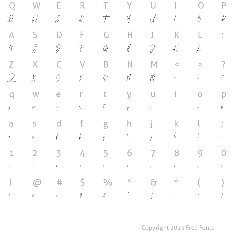 Character Map of Whyteover Regular