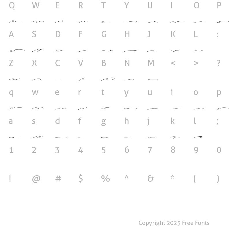 Character Map of Whyteover Swash Regular