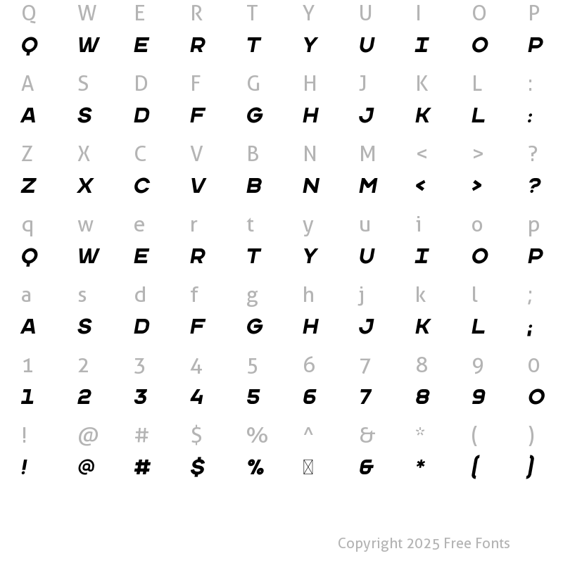 Character Map of Wichita Italic