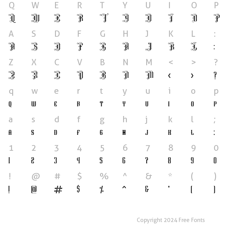 Character Map of Wicken park Regular