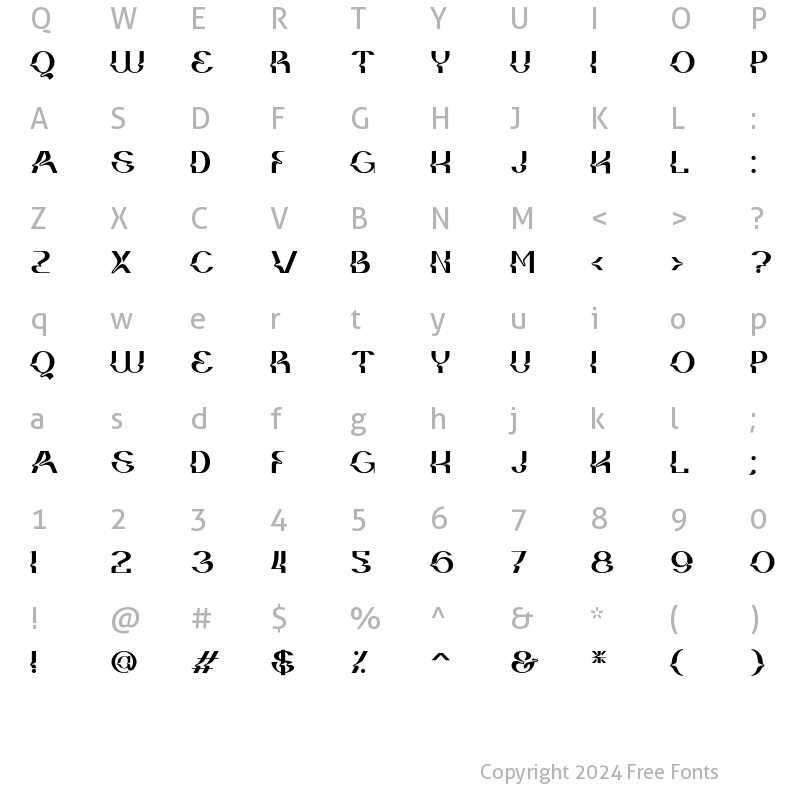 Character Map of WICKERY Regular