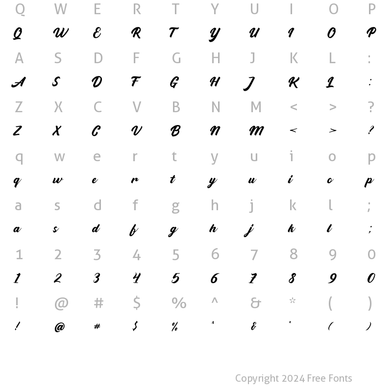 Character Map of Widati Regular Regular