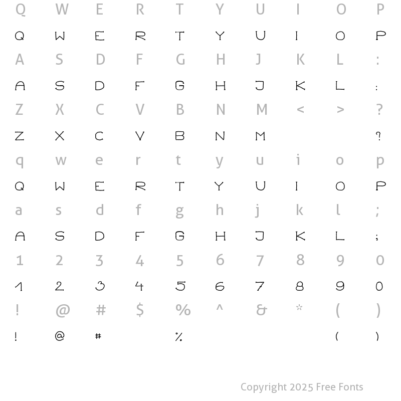Character Map of Widelyfont Regular