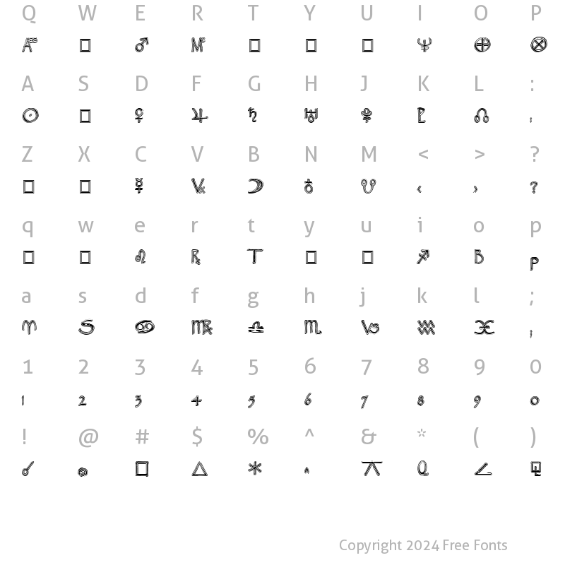 Character Map of Widget ExtraBold