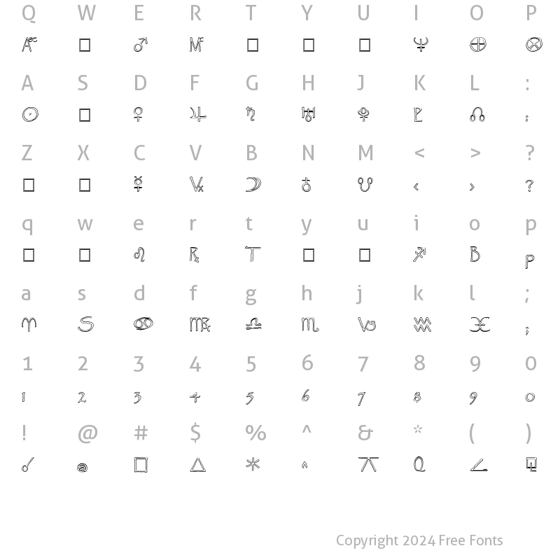 Character Map of Widget Outline