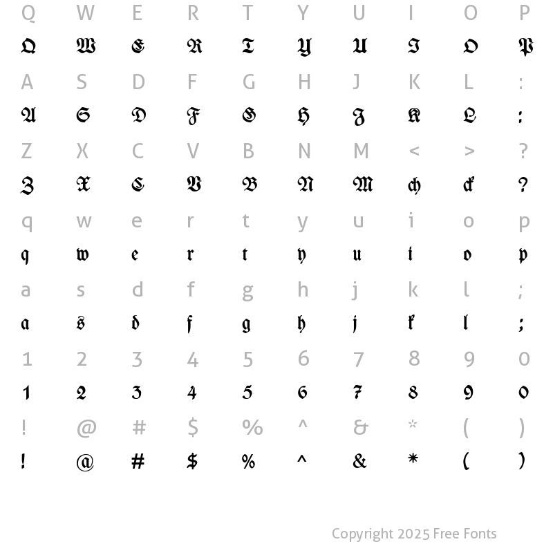 Character Map of WieynckFraktur Bold