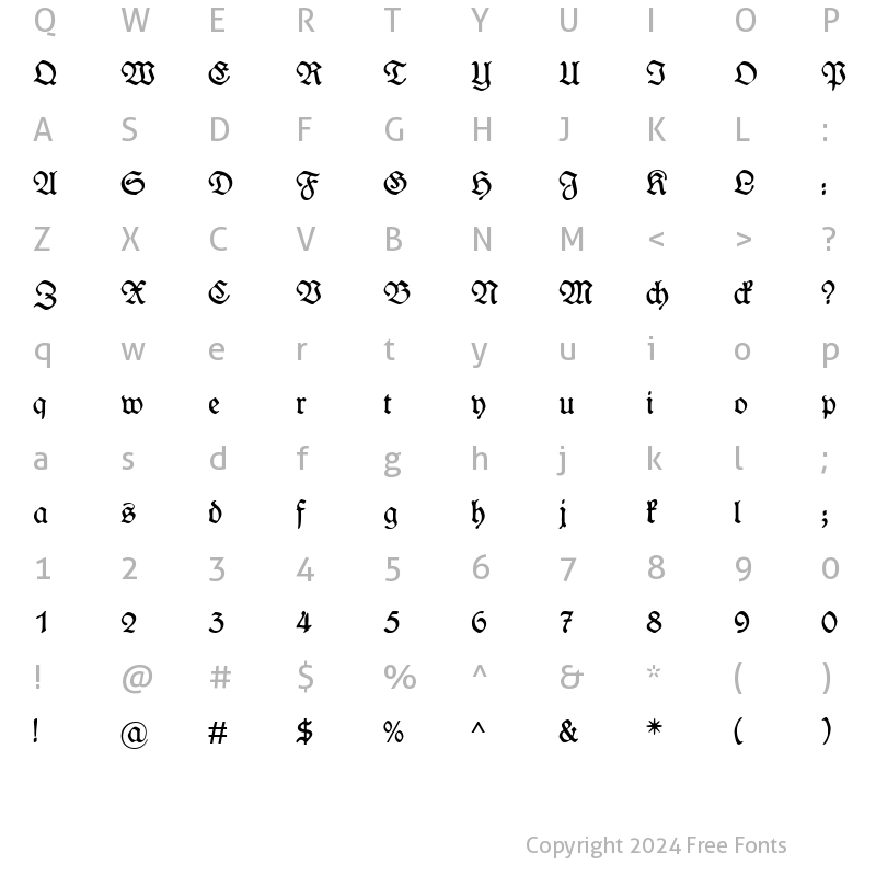 Character Map of WieynckFraktur Regular