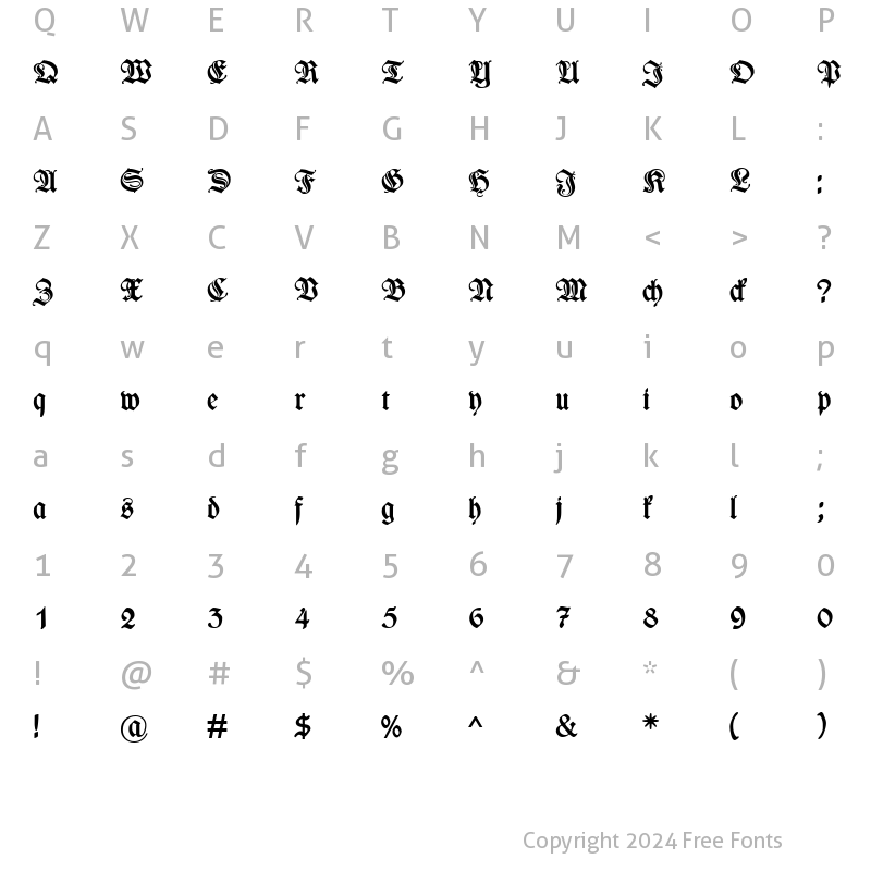 Character Map of WieynckFrakturZier Bold